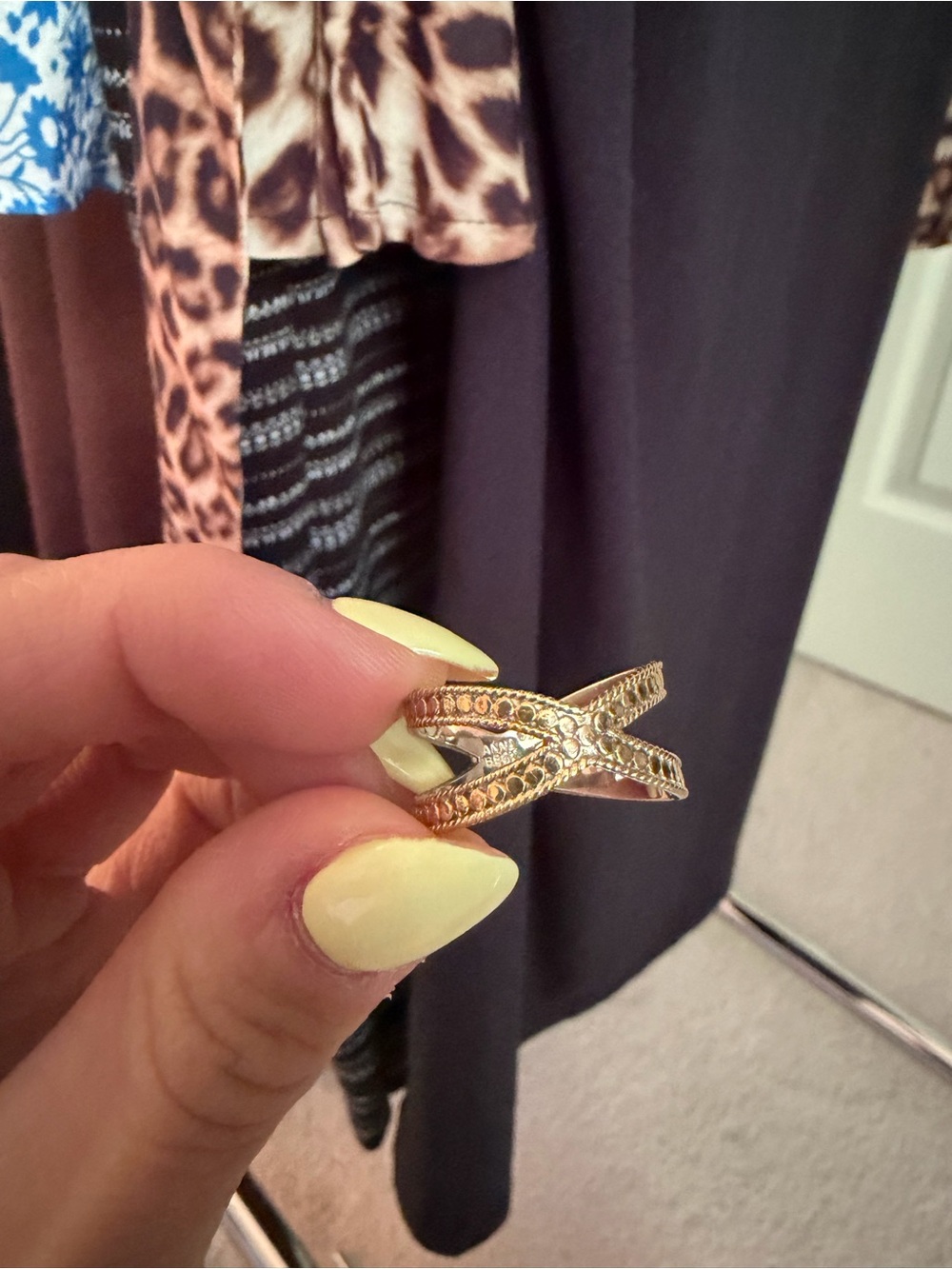 Anna Beck two tone sterling silver and gold crossover ring
